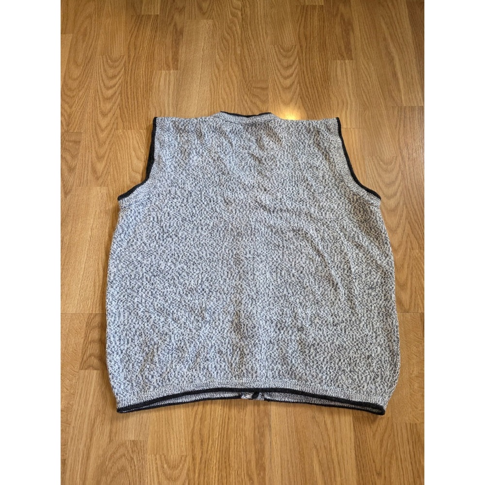 Handmade Gray Sweater Vest w/ Black Trim – Button Front - Picture 4 of 4